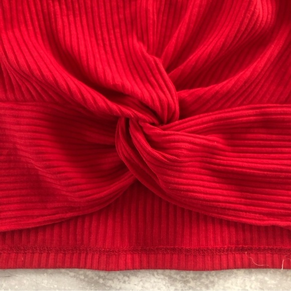 Eye Candy Red Ribbed Twist Front Tee, M NWT - Picture 3 of 5